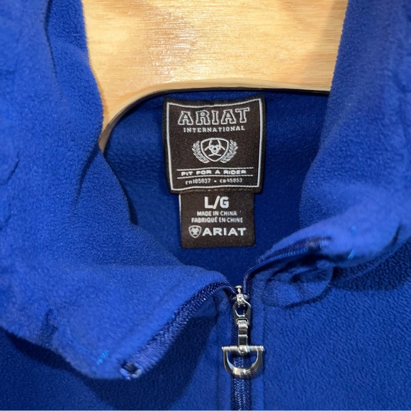 Ariat Large Blue Woman Fleece Full Zip Horseshoe Rodeo Western Cowgirl Sweater - Picture 5 of 6